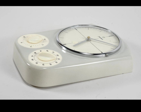 Image 1 of Orologio da cucina Junghans vintage, orologio da parete in ceramica con movimento al quarzo