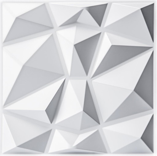 Art3d Set of 33 decorative 3D diamond-shaped wall panels, matt white 30.5 x 30.5cm，in unbreakable, recyclable, waterproof PVC.