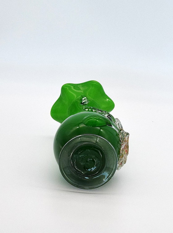 Image 1 of Vase Tivoli Murano vert vintage - Verre italien soufflé à la main | Objet d'art Mid Century