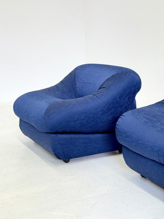 Image 1 of Modular Sofa / Armchairs Space Age Set in Blue by Airborne