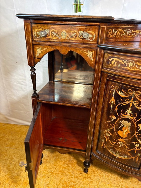 Image 1 of Antique English Sheraton Revival Rosewood Inlaid Server / Buffet – Late 19th Century