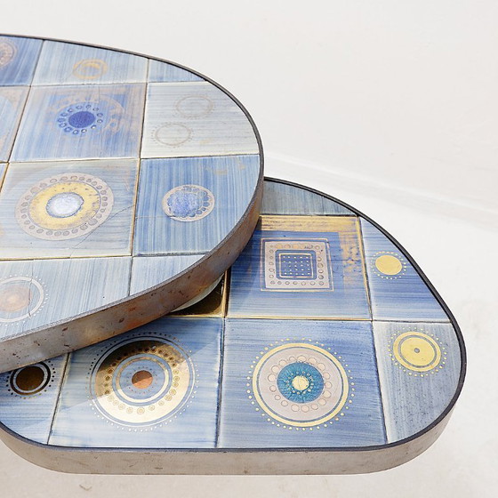 Image 1 of Ovaler Couchtisch von Georges Pelletier für La Roue Vallauris – Frankreich, 1970