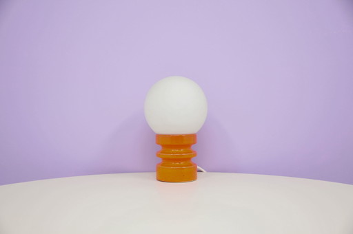 Lámpara de Alemania Occidental naranja con bola de cristal