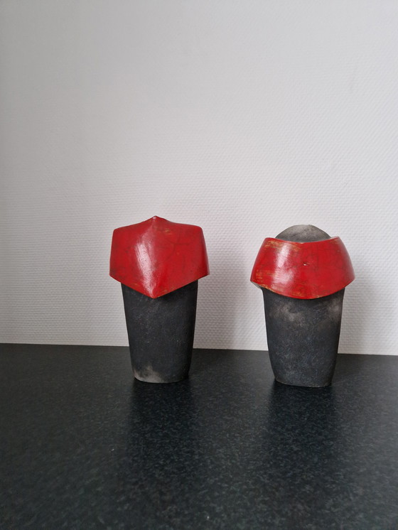 Image 1 of Koppel keramiek beelden/vazen - Hélène Van Dongen (1948)