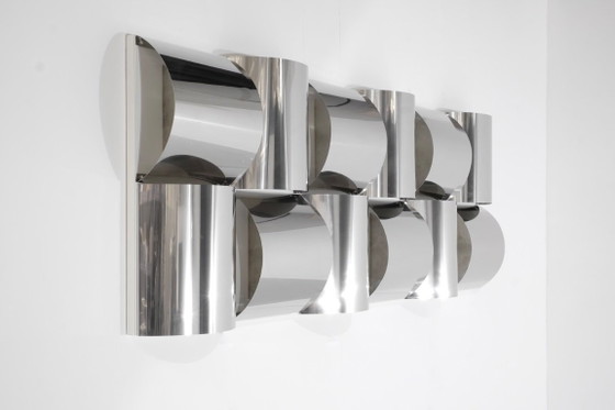 Image 1 of Applique Murale en Acier Inoxydable et Métal, de Style Contemporain
