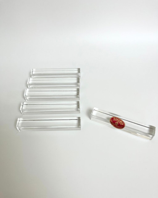 Set di 6 poggiacoltelli in cristallo di Boemia – vintage 1970