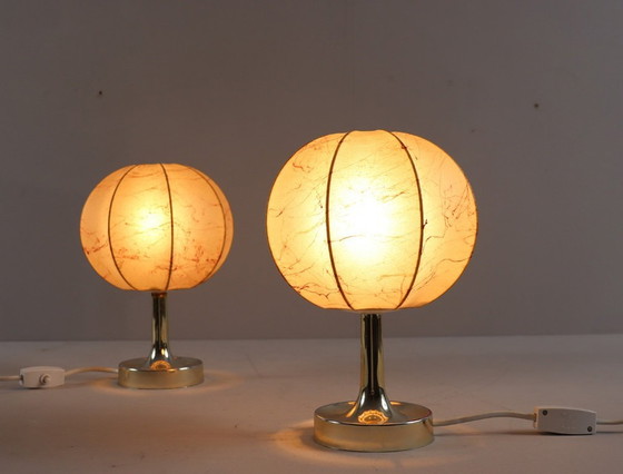 Image 1 of Lampes de table Cocoon de style Mid-Century par Goldkant, conçues par Friedel Wauer, Allemagne, années 1960