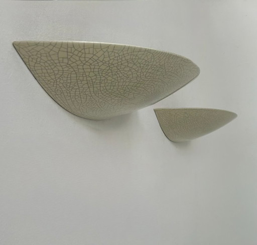 Paire d'appliques vintage en porcelaine craquelée, France, 1970