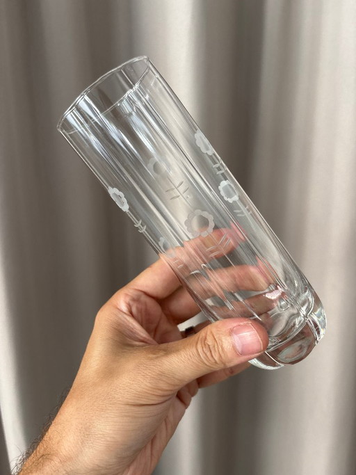 Set of 4 Vintage Etched Floral Highball Glasses – glazen karaffen (photo 2 of 13)
