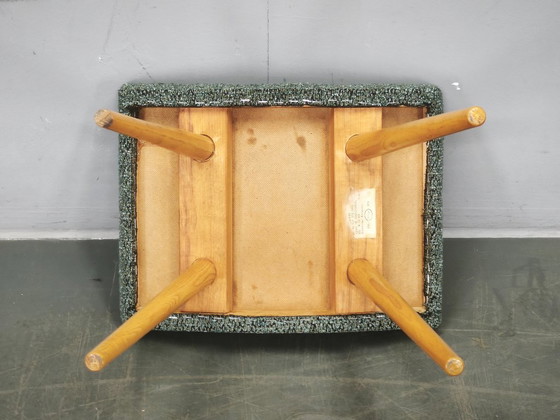 1960s Czech Mid-Century Modern Upholstered Stool with Beech Wood Legs (photo 3 of 10)