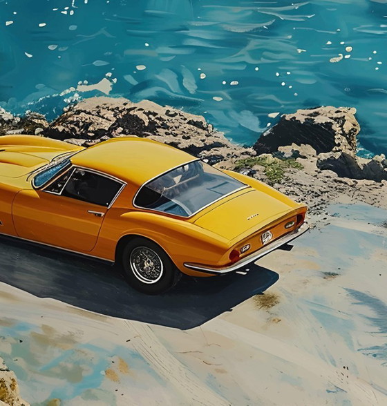 Image 1 of Alberto RICARDO - Auto en la playa - Lienzo de artista