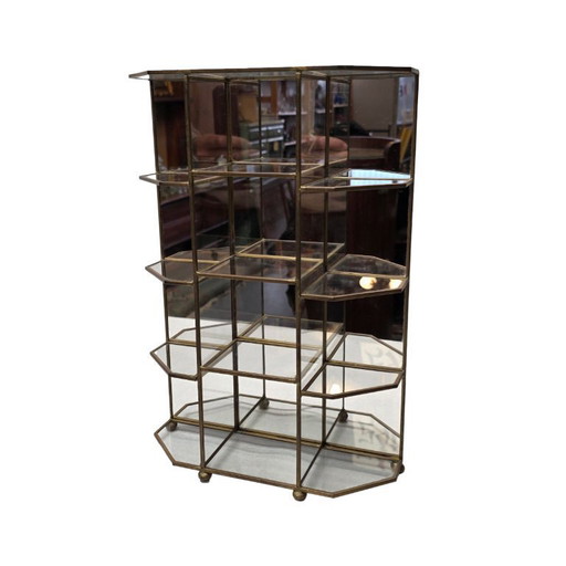 Hollywood Regency-messingvitrine