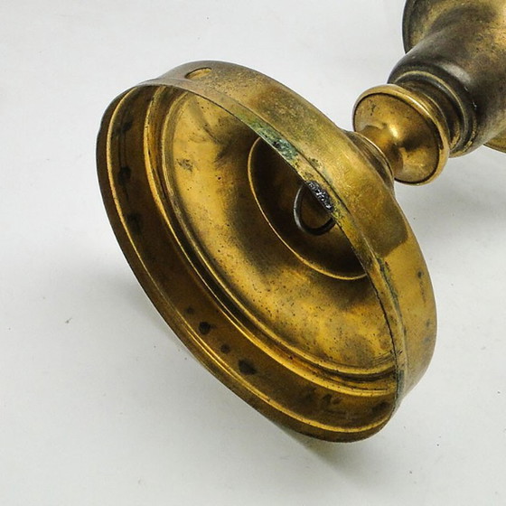 Vintage hanglamp van messing, jaren 1930 – Hanglampen, Glass, Brass (photo 5 of 11)