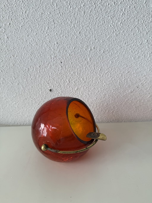 Space Age messing en kristallen glazen bolasbak – Marita Voigt, Harzkristall, Duitsland – jaren 1970