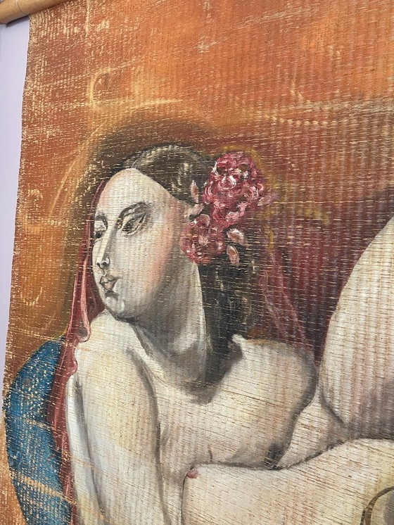 Image 1 of Art Deco Cubist style decoration painted on bamboo