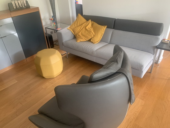 Leolux Tango Bank 2 Pers Als Nieuw! Grijs Alcantara – Banken, Metal, Textile (photo 5 of 5)
