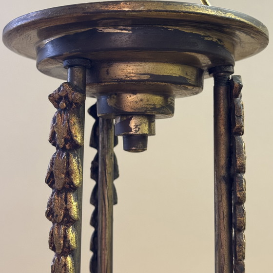 Image 1 of Rare Art Nouveau pendant lamp | 3 perfect original opal glass shades | 1905–1925