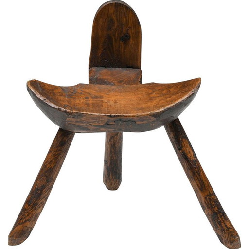 Vintage Rustiek driepootkrukje Wabi Sabi, jaren 1940