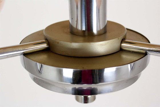 Image 1 of Lustre Art Déco Bauhaus chromé de Napako, ancienne Tchécoslovaquie, années 1940