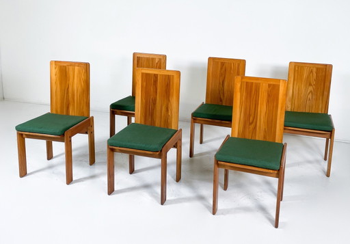 Mid-Century Modern Satz von 6 Esszimmerstühlen von Romanutti, Italien, 1970er Jahre