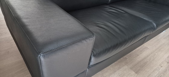 Image 1 of Leolux Antipode black leather 2 and 3 seater sofa