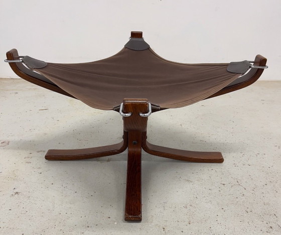 Image 1 of Midcentury Falcon voetenbankje van Sigurd Ressel voor Vatne Møbler, Noorwegen, jaren 70.