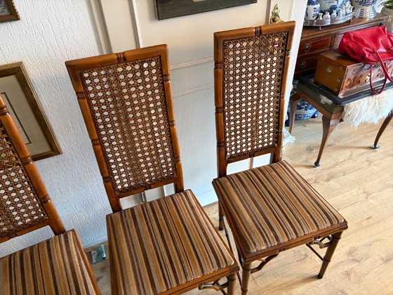Image 1 of 4 sedie da pranzo vintage in finto bambù, anni '60