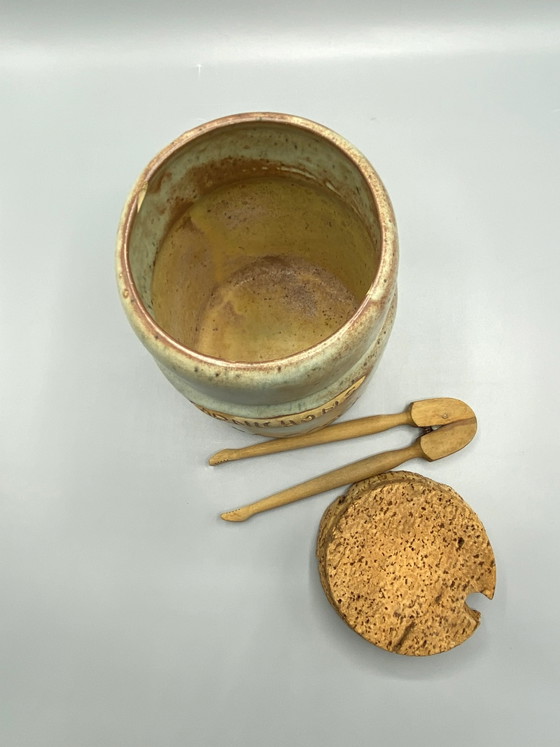 Peasants Enameled Stoneware Pickle Pot with Wooden Tongs – Crockery, Cork, Rustic (photo 6 of 10)