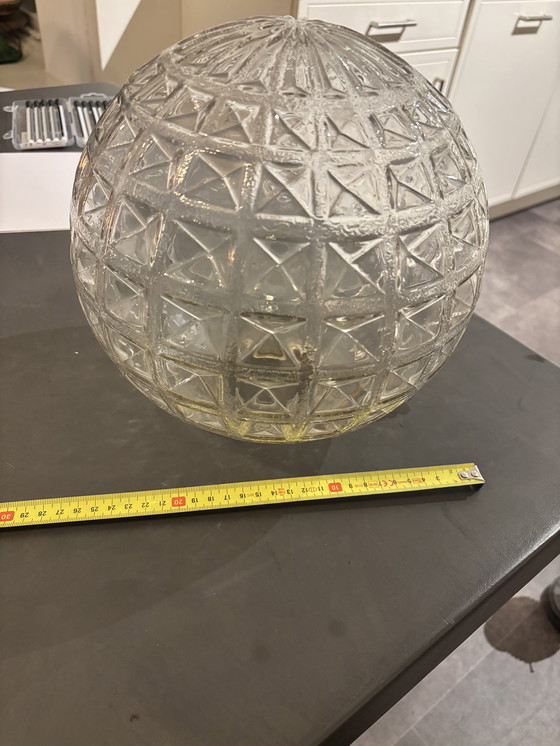 Image 1 of Vintage Glazen Bol Lampenkap 25cm (Met Poot)