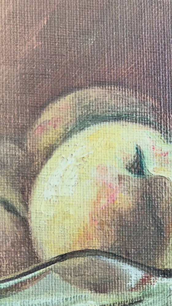 Image 1 of Peinture à l'huile originale ancienne nature morte, art de la cuisine aux fruits