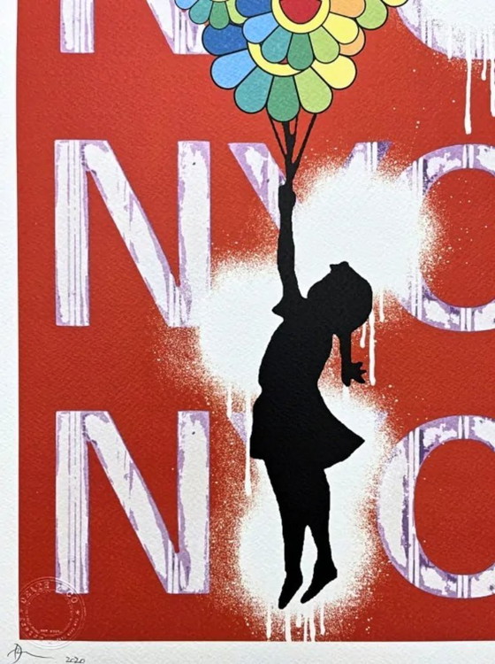 Image 1 of Death NYC - Banksy Flying Balloon Girl, NYC et Murakami - Édition limitée avec certificat