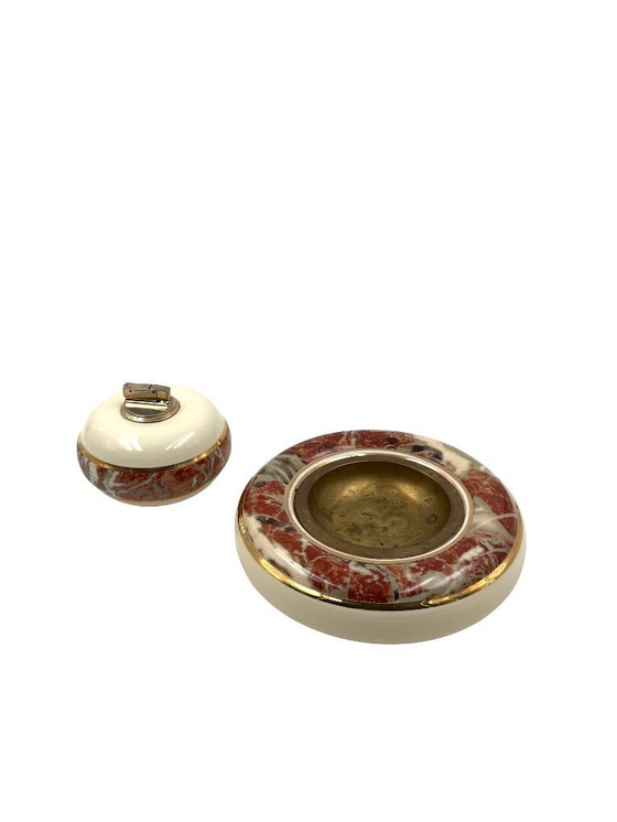 Image 1 of Tommaso Barbi, Table top smoking set, ceramic ashtray and table lighter, B Ceramiche Italy 1970