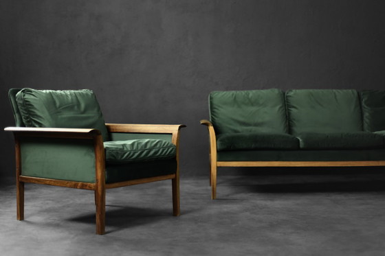 Image 1 of Canapé et Chaise Vintage en Palissandre et Velours Vert Bouteille par Knut Sæter pour Vatne Møbler, Norvège, 1960s, Set de 2
