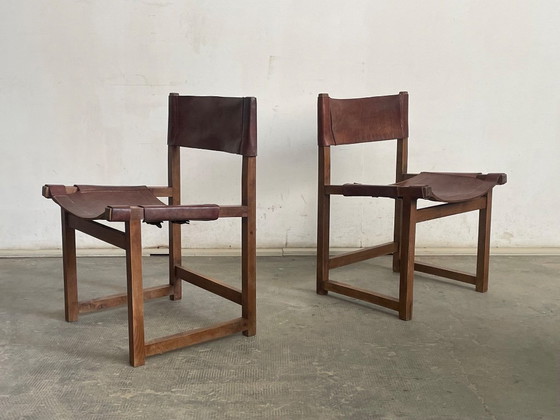 Image 1 of Een paar vintage leren stoelen