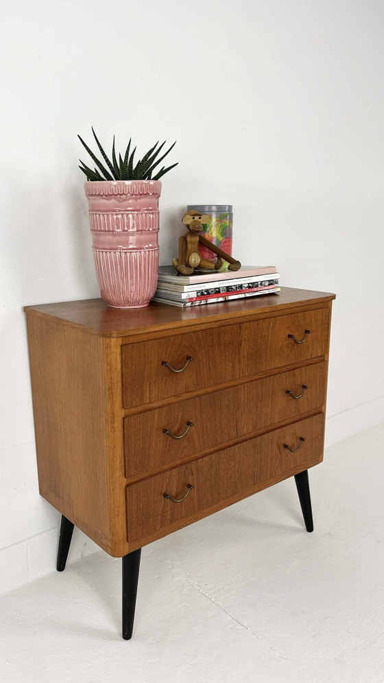Cassettiera svedese vintage in impiallacciatura di teak – Comodini, Metallo, Mid Century Modern (photo 4 of 11)
