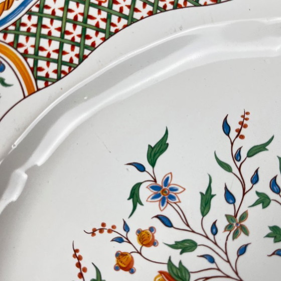 Image 1 of Runde Kuchenplatte von Gien, Dekor Rouen Esparsette, 1990