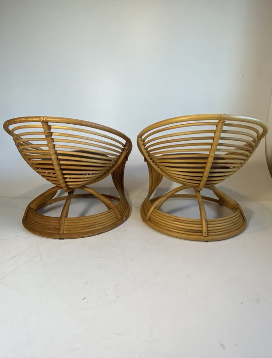 Sculpturale Wervel Rotan Bamboe Fauteuils Jaren 80 – Bamboo, Rattan (photo 4 of 7)