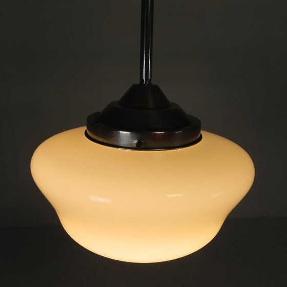 Image 1 of Art Deco pendant lamp with white glass shade, 1930s