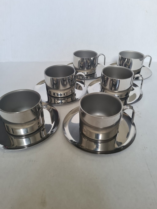 Italwaber set of 6 double-walled coffee cup and saucer