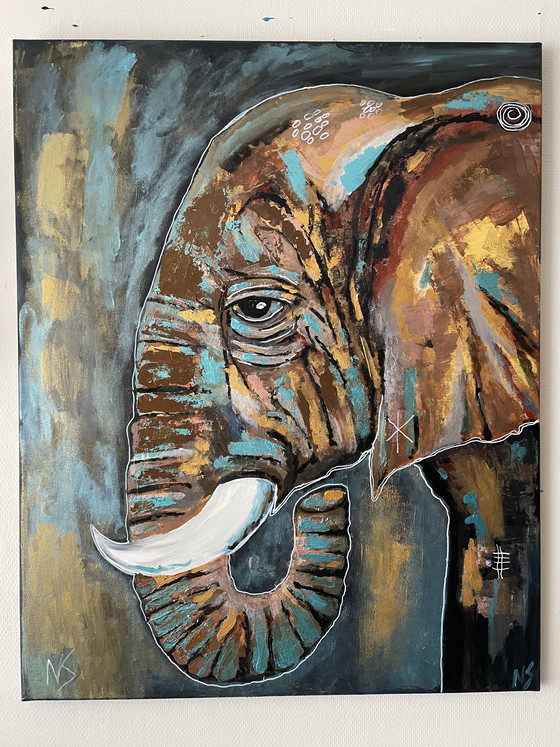 Image 1 of Elephant painting 80 by 100 cm