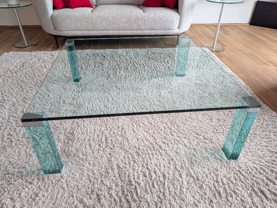 Image 1 of Postmodern vintage all-glass table, 1980s
