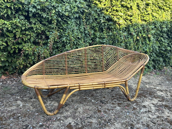 Vintage Midcentury Rotan Ligbed/ Daybed – Rohé Noordwolde, Rattan (photo 8 of 9)