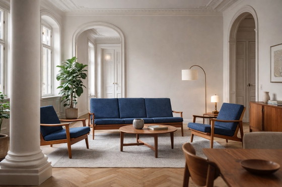 Image 1 of Vintage mid-century Australische moderne teakhouten bank en fauteuils van Parker Furniture, jaren 1950, set van 3