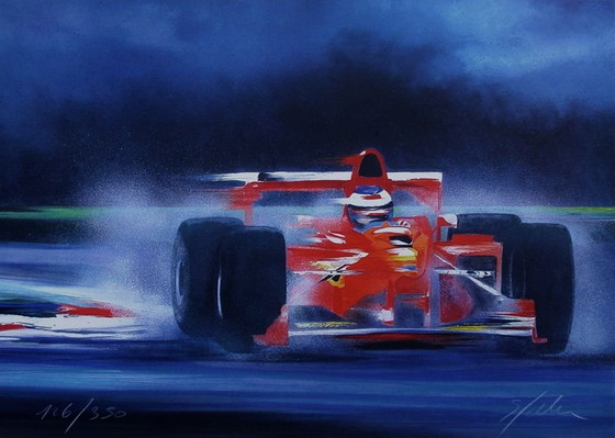 Image 1 of Litografia firmata di Victor SPAHN raffigurante una Ferrari F399, anno 2001.