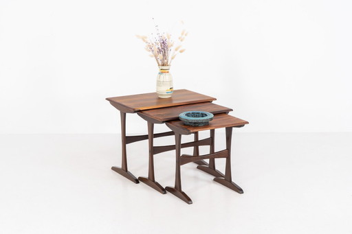 Set of 3 nesting tables in rosewood by Kai Kristiansen
