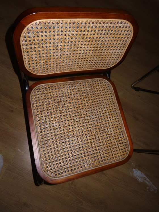 Image 1 of Twee vintage rotan stoelen met chroom RVS bruin
