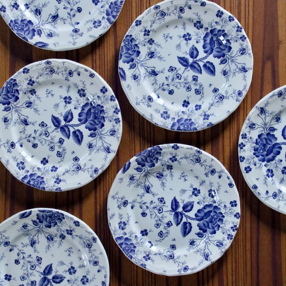 Image 1 of Piatti italiani d'epoca firmati Quadrifoglio con decoro Toile de Jouy