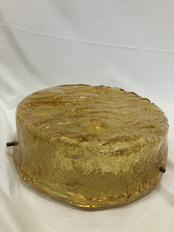 Image 1 of Lampada da soffitto o da parete in vetro ambrato vintage