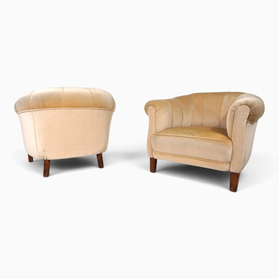 Een paar art-deco clubstoelen in champagnekleurig mohair, 1930 – Fauteuils, Textile (photo 19 of 20)