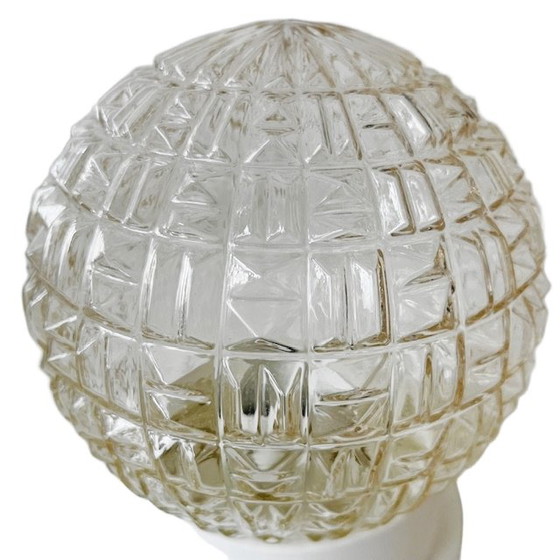 Image 1 of Vintage plafondlamp glas bolvorm 1960's